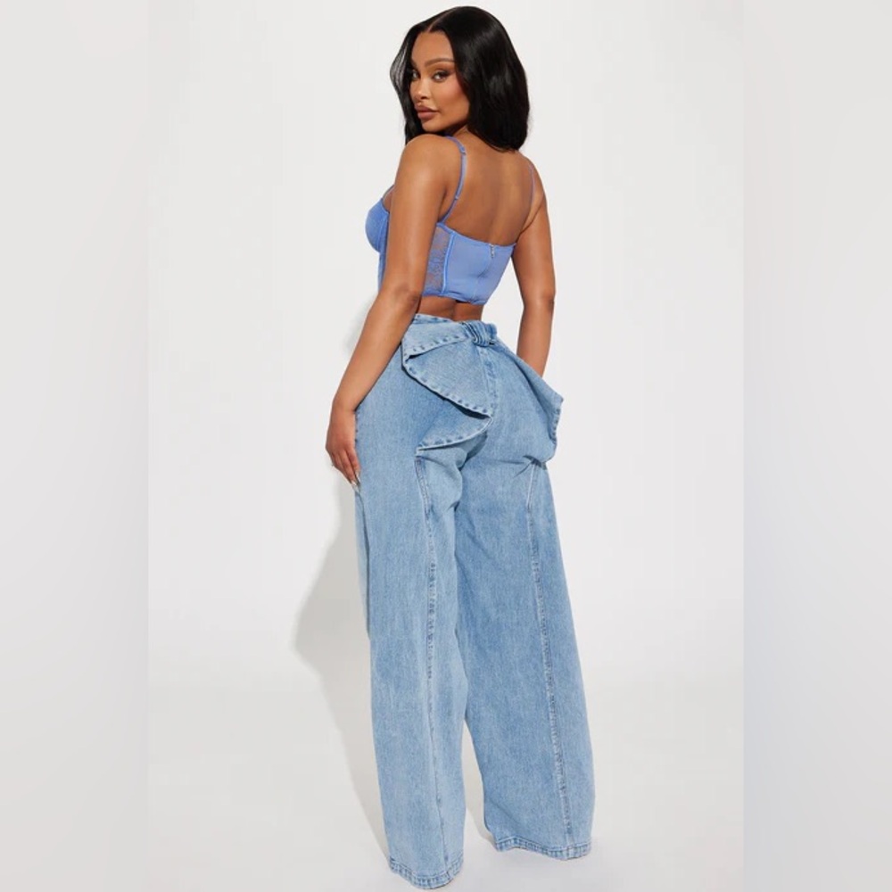 Fashion Nova Briana Bow Wide leg Jeans - brand new with tags